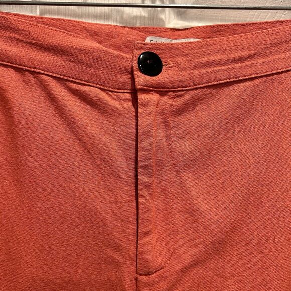 Flynn Skye Womens Tami Straight Leg Button Pants Orange Large Beach Linen Blend - Picture 3 of 7